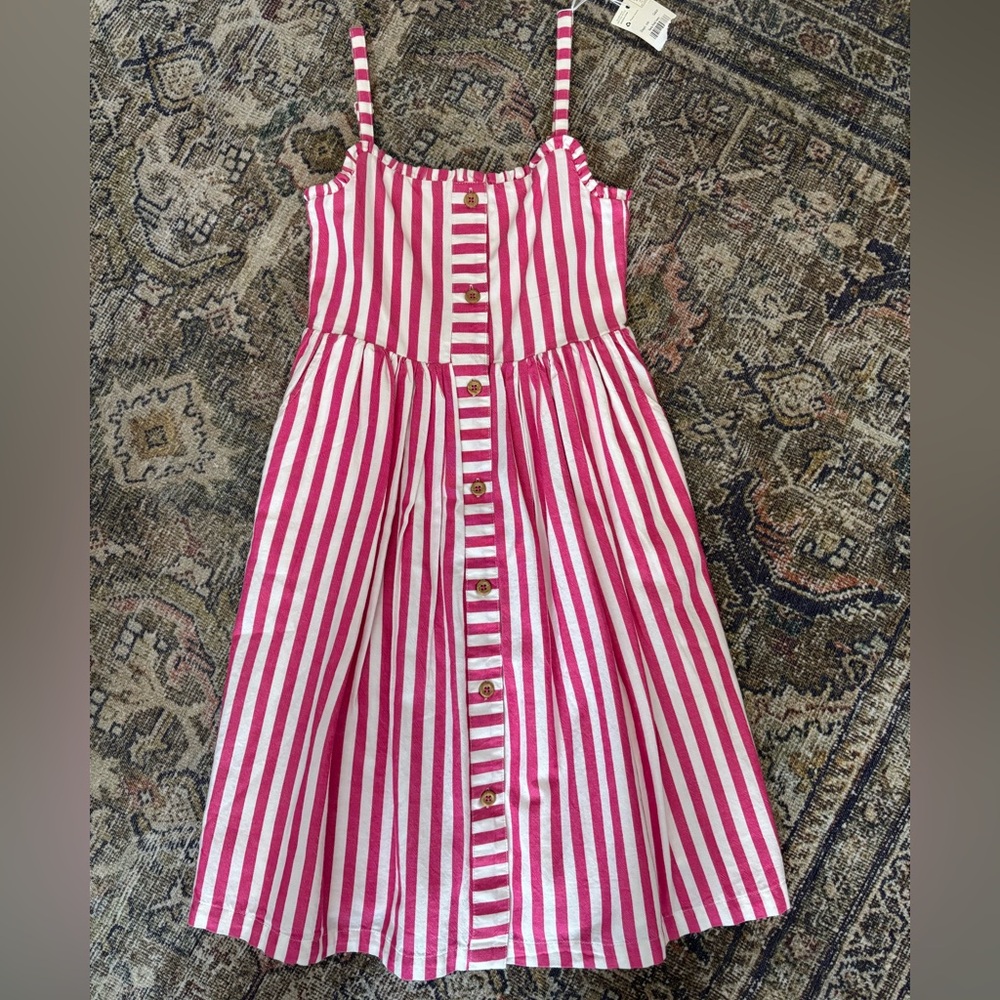 Mini Boden Pink and White Striped Kids Dress
